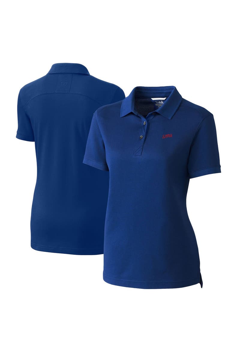 Women's Cutter & Buck  Royal SMU Mustangs Vault DryTec Advantage Tri-Blend Pique Womens Polo, Main, color, Royal