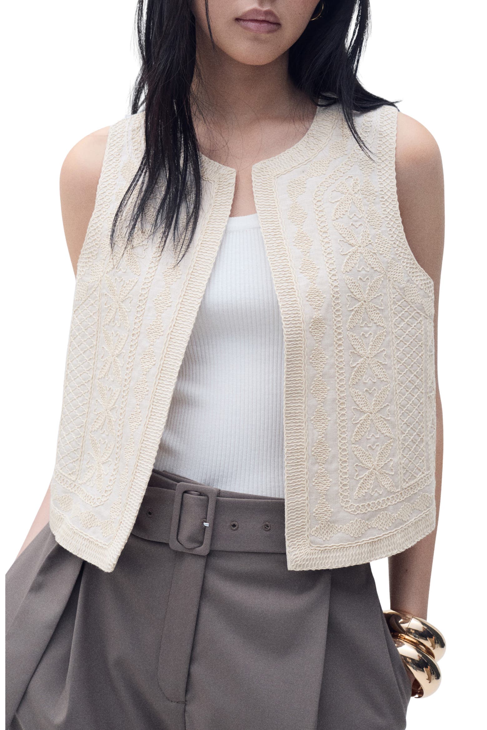 Embroidered Linen Vest (Women) | Nordstrom
