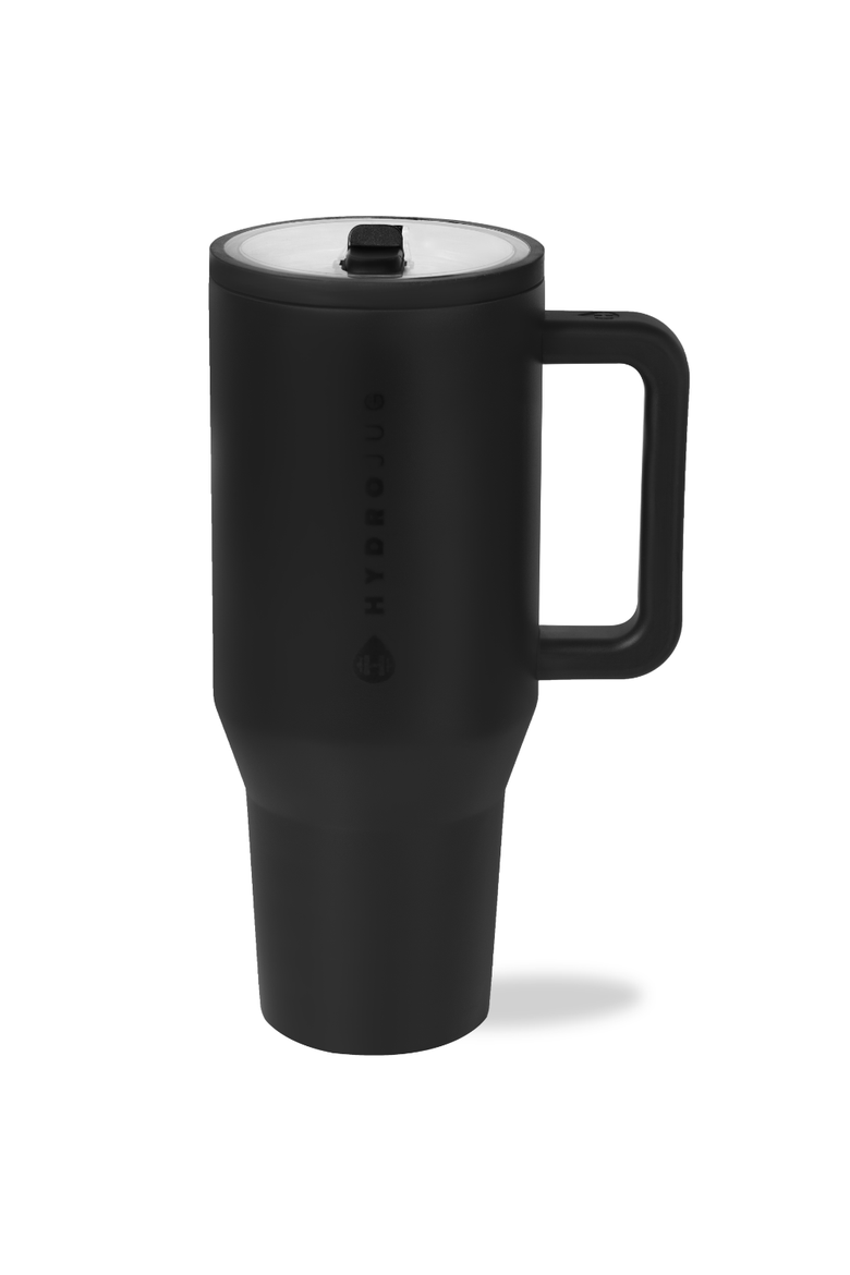Traveler - Leakproof Insulated 40oz Water Bottle with Handle & Flip Straw, Main, color, Black