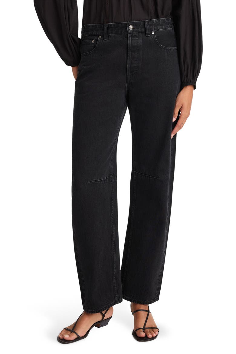 The Darted Barrel Leg Jeans, Main, color, WASHED BLACK