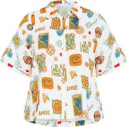 City Chic Amore Amalfi Print Button-Up Shirt