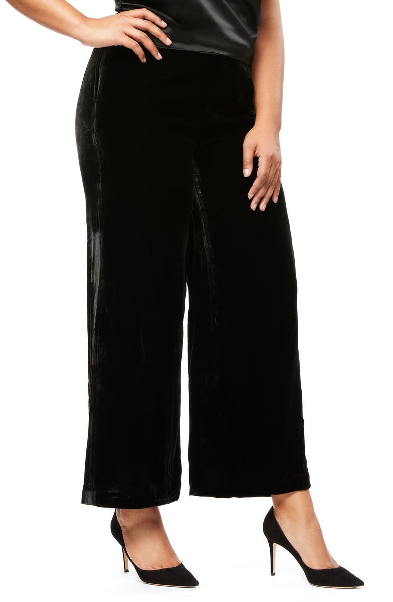 Good American The Luxe Crop Velvet Pants, Alternate, color, 