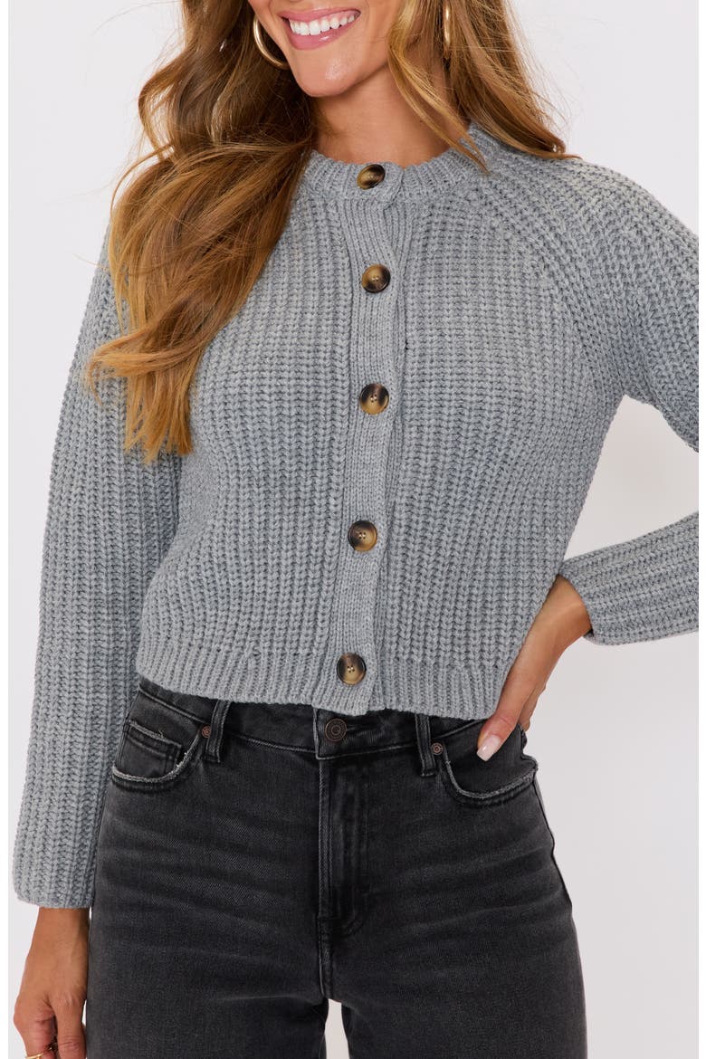 Aurora Crewneck Cardigan, Alternate, color, GREY