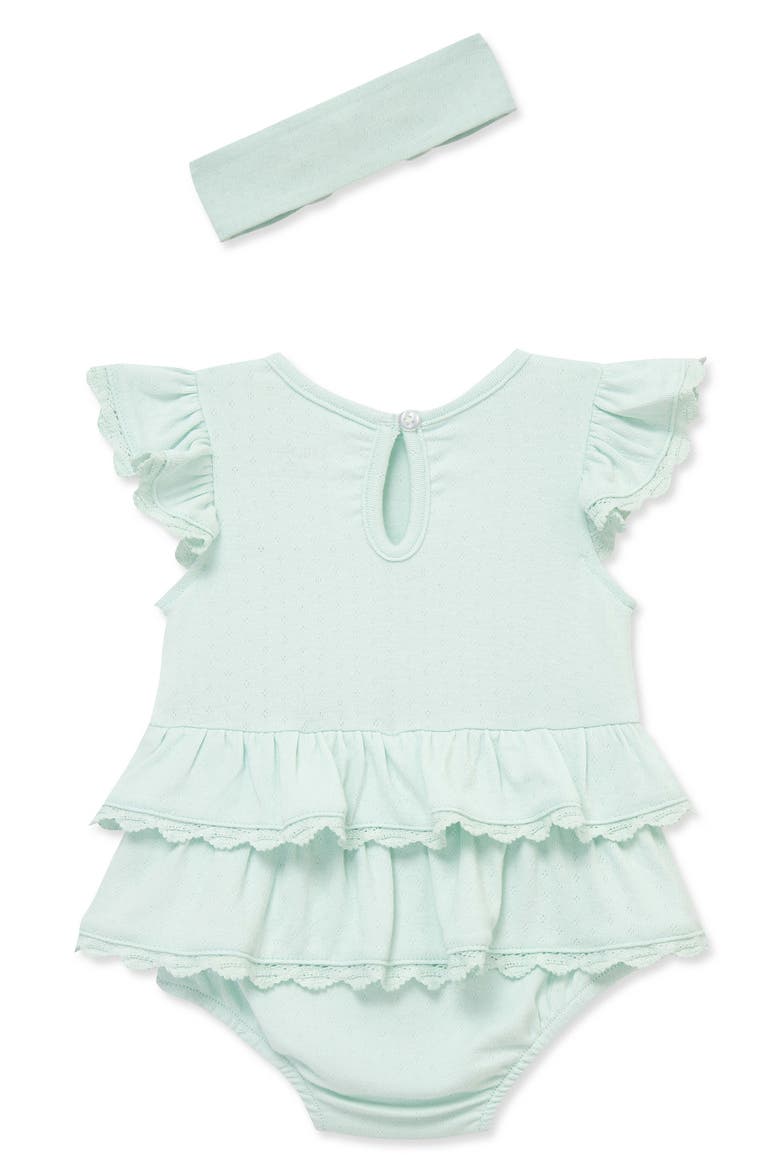 Aqua Lace Bubble Bubble Romper & Headband Set, Alternate, color, AQUA