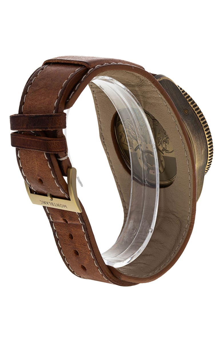 Watchfinder & Co. Montblanc Preowned 2022 Geosphere 117840 Leather Strap Chronograph Watch, 42mm, Alternate, color, Black