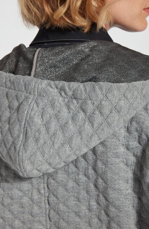 Lyssé Juniper Metallic Quilted Jersey Hooded Sweatshirt In The Holiday Diamond
