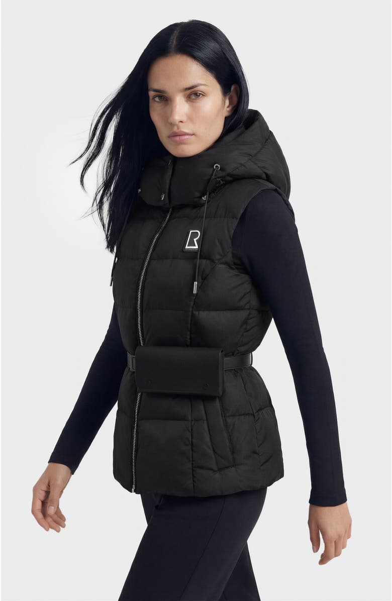 Rudsak Cassidy Women's Down Vest with Removable Hood & Pouch Belt, Alternate, color, Black