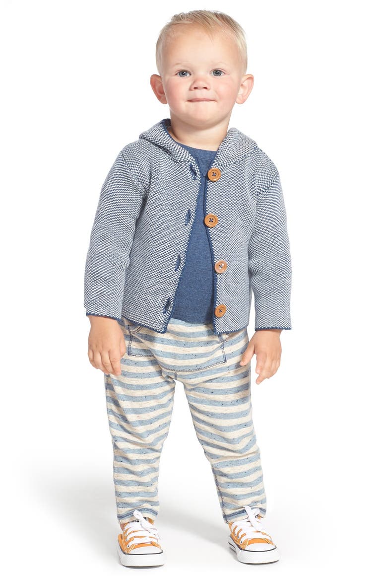 Organic Cotton Hooded Cardigan, Alternate, color, NAVY DENIM