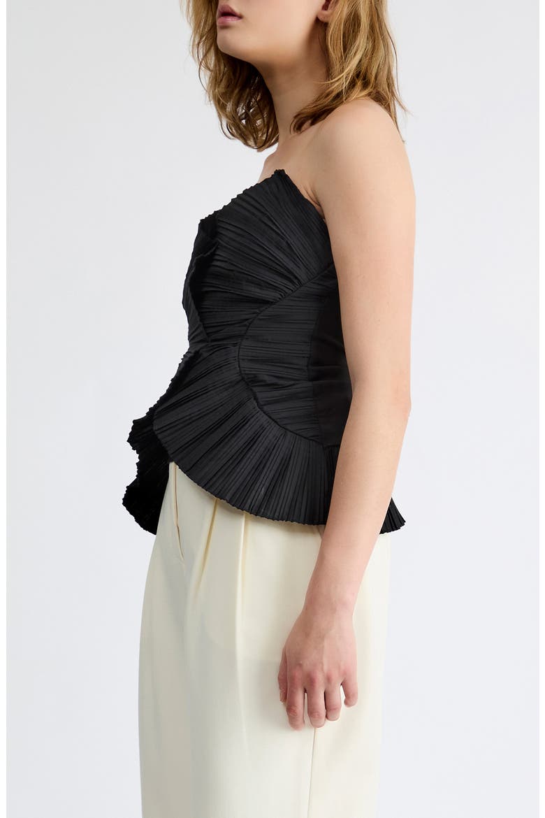 Grace Plissé Bustier Top, Alternate, color, BLACK