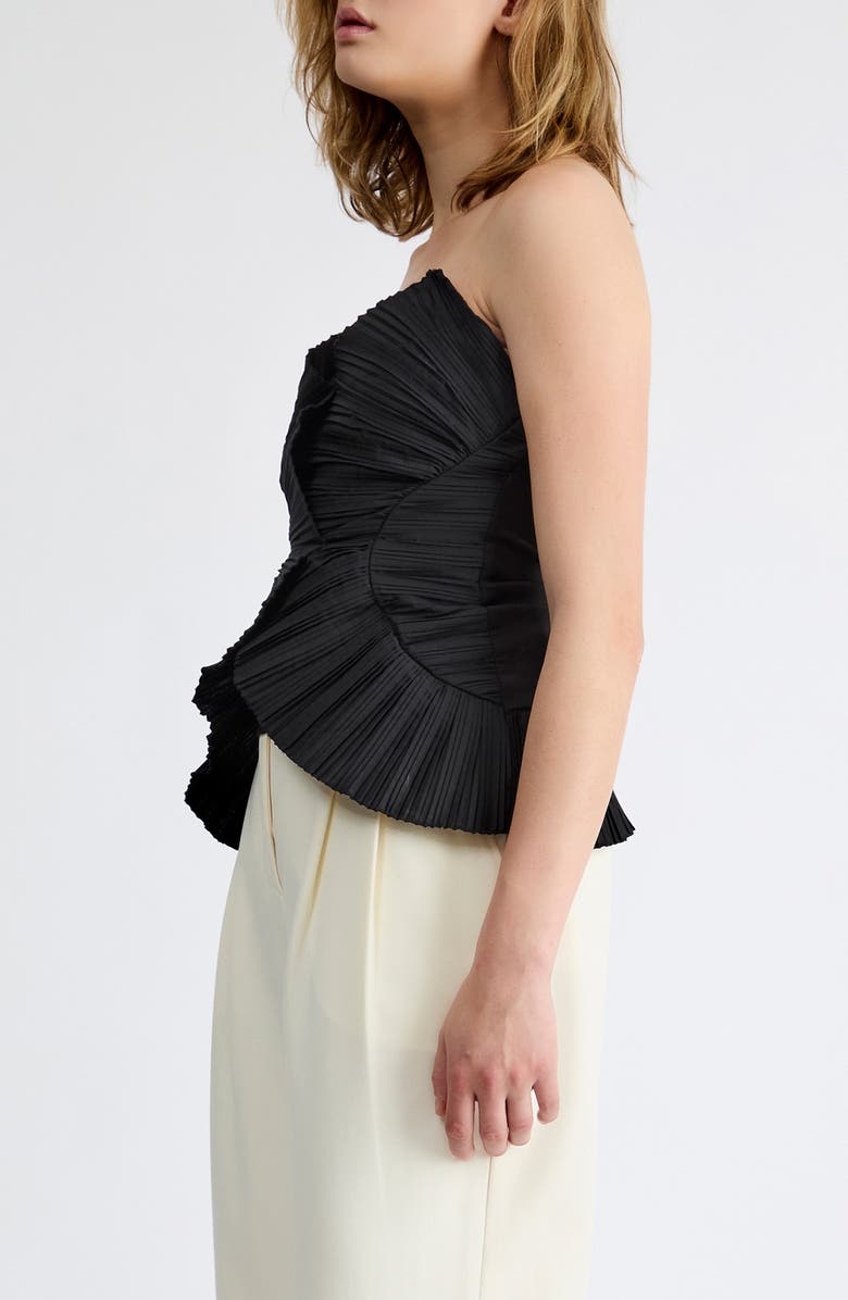 Extro & Vert Grace Plissé Bustier Top, Alternate, color, Black