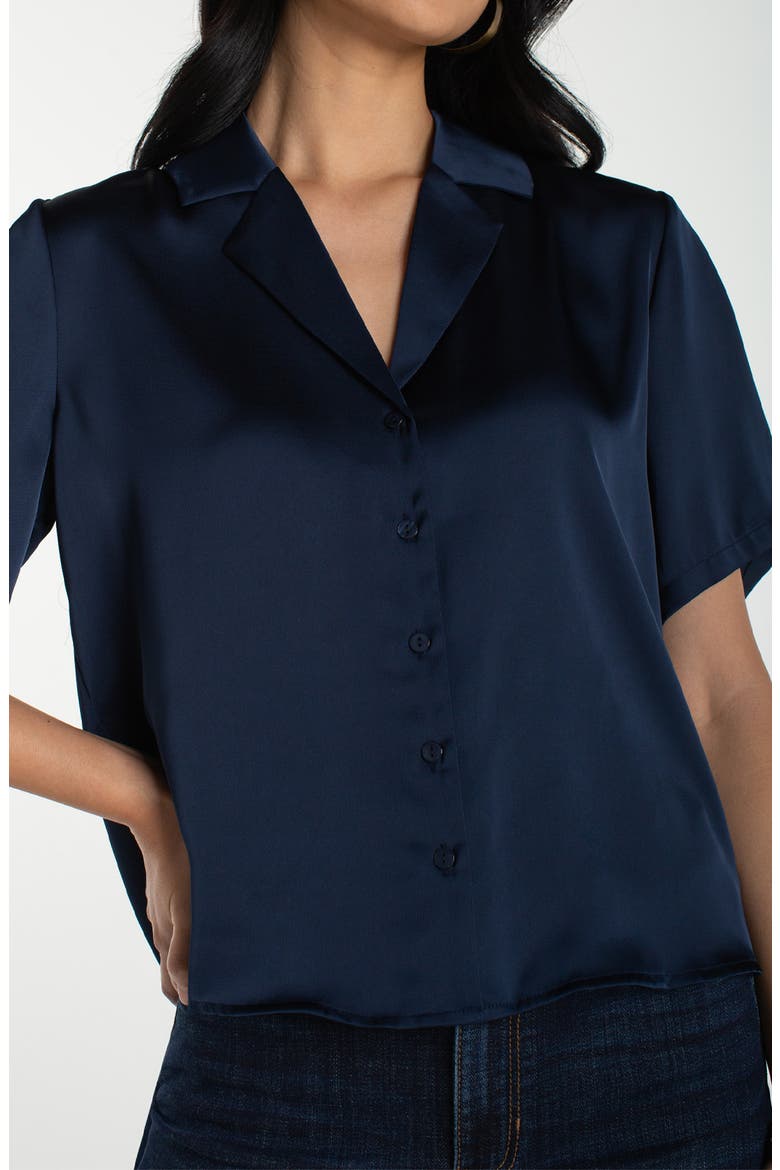 Camp Collar Button-Up Shirt, Alternate, color, DARK NAVY