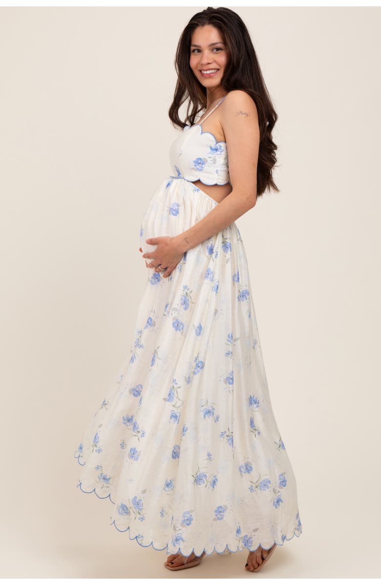 PinkBlush Floral Scallop Edge Back Cutout Maxi Dress, Alternate, color, Blue