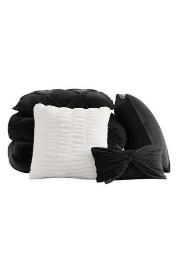 Juicy Couture Kiss 5-piece Pleat Plush Comforter Set In Black
