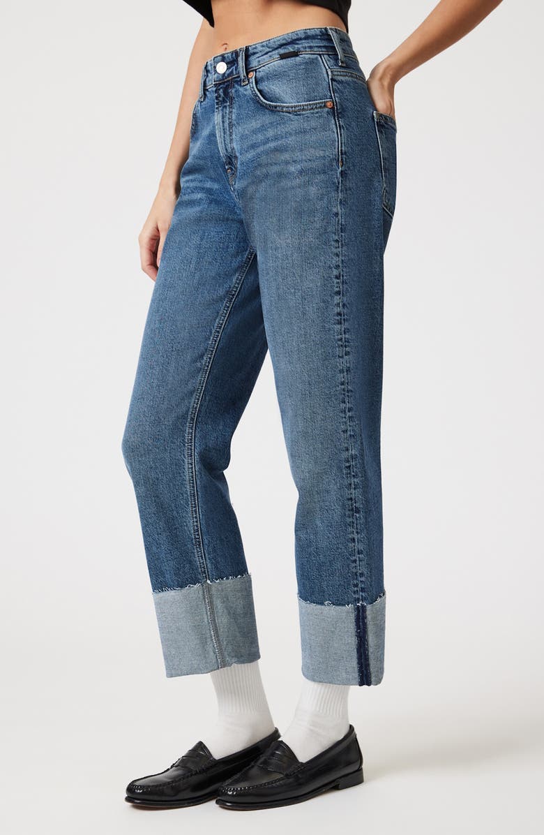 Mavi Jeans Savannah Cuff High Waist Raw Hem Wide Leg Jeans, Alternate, color, Shaded Classic Blue