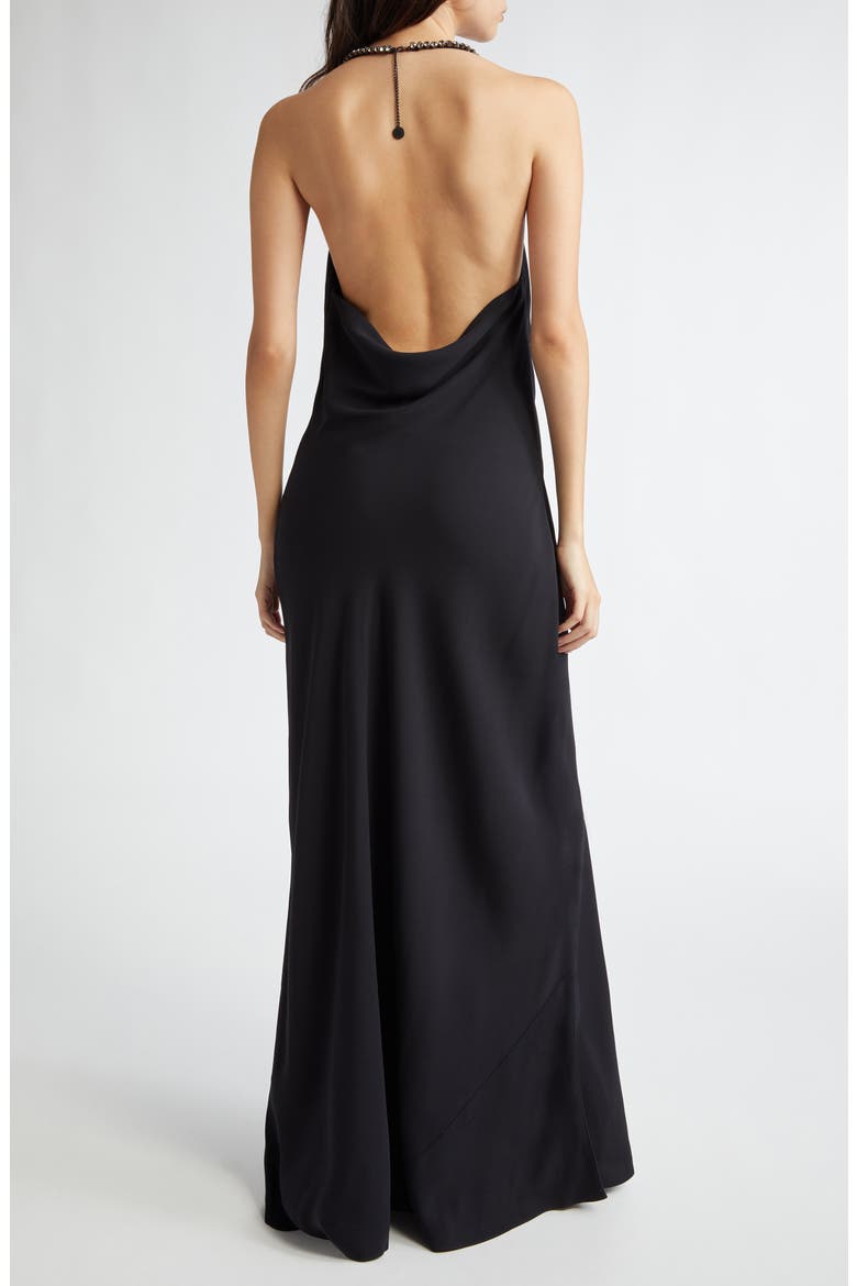 Crystal Embellished Halter Cocktail Dress, Alternate, color, BLACK