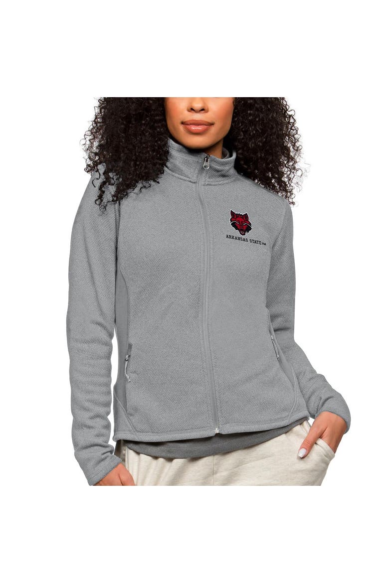 Women's Antigua Heather Gray Arkansas State Red Wolves Course Full-Zip Jacket, Alternate, color, Heather Gray