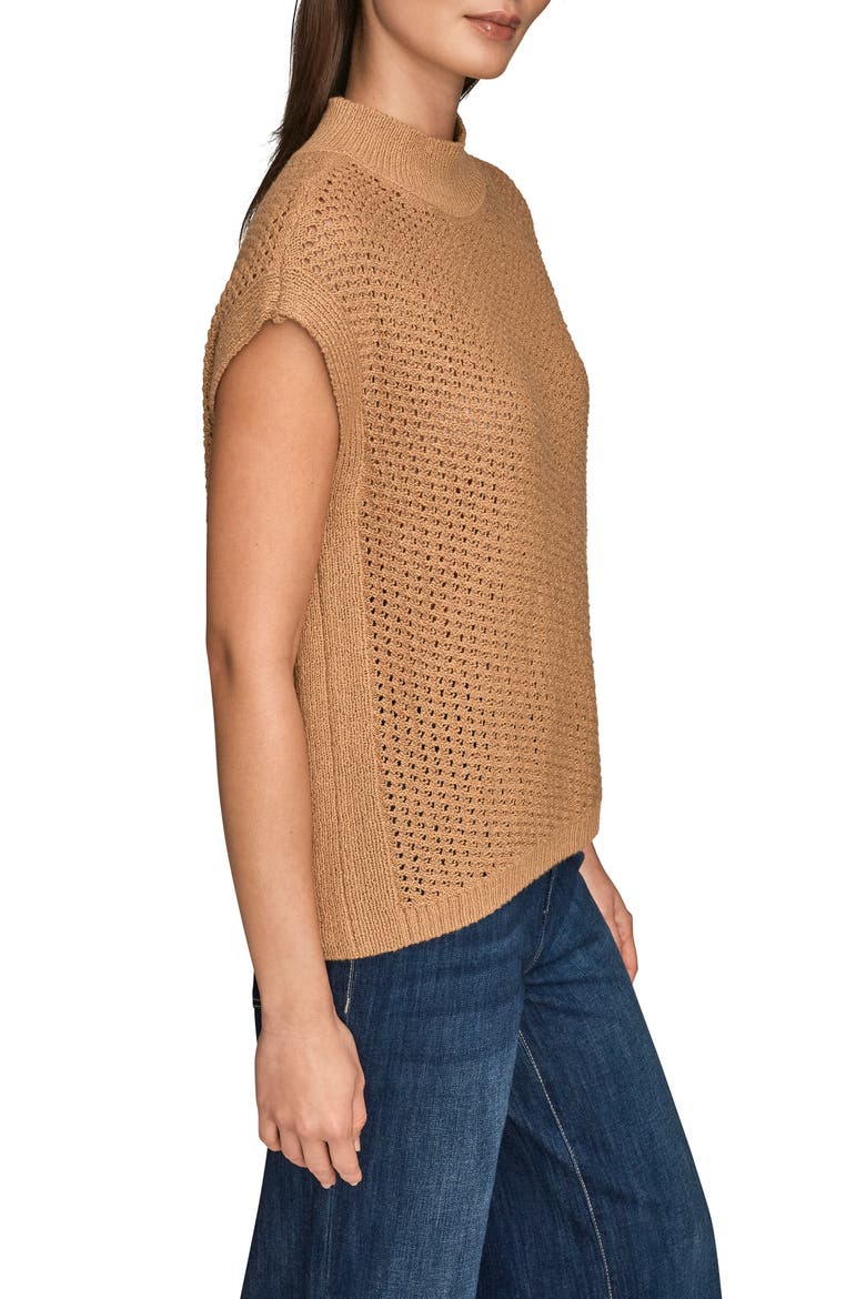 Open Stitch Cap Sleeve Sweater, Alternate, color, FAWN