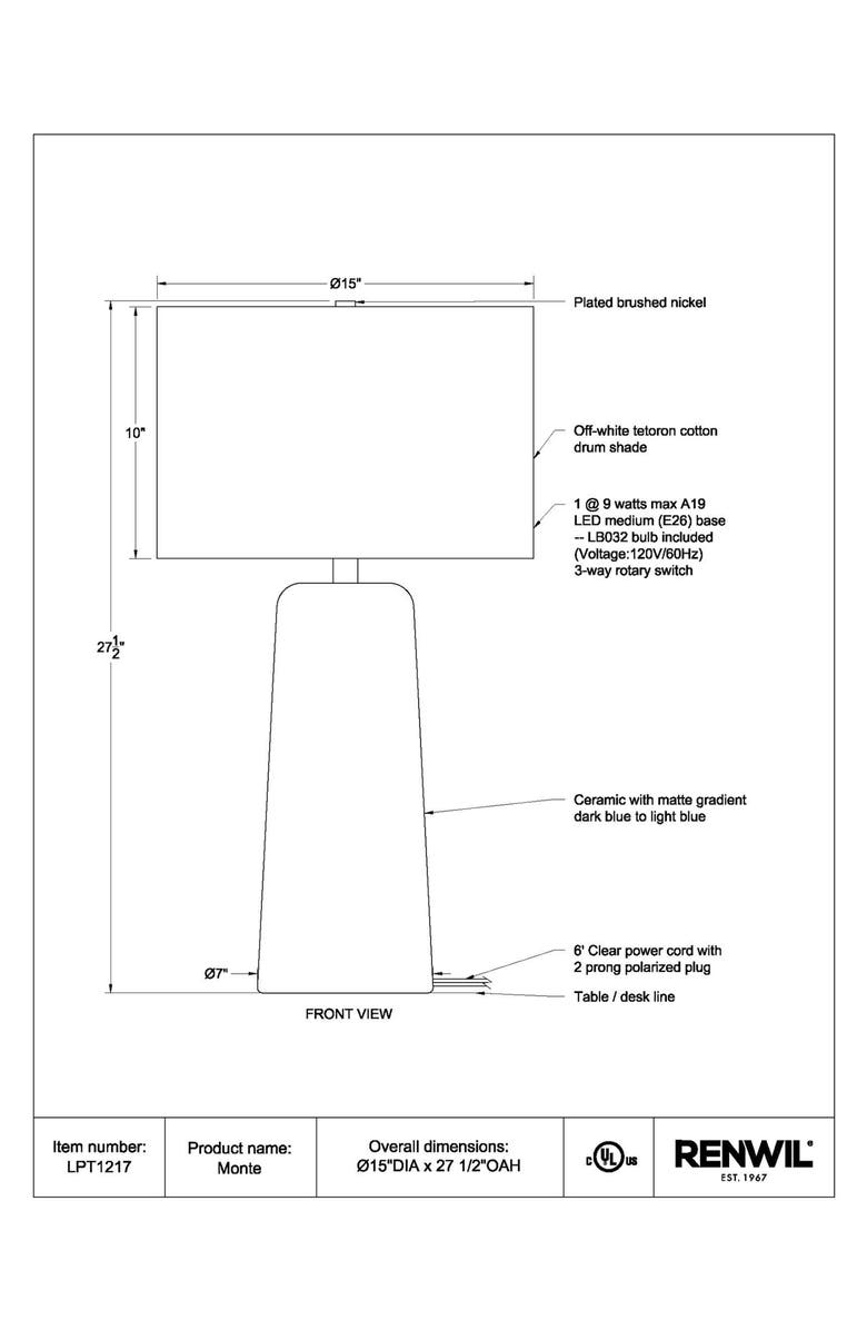 Renwil Monte Table Lamp, Alternate, color, Matte Blue Gradient