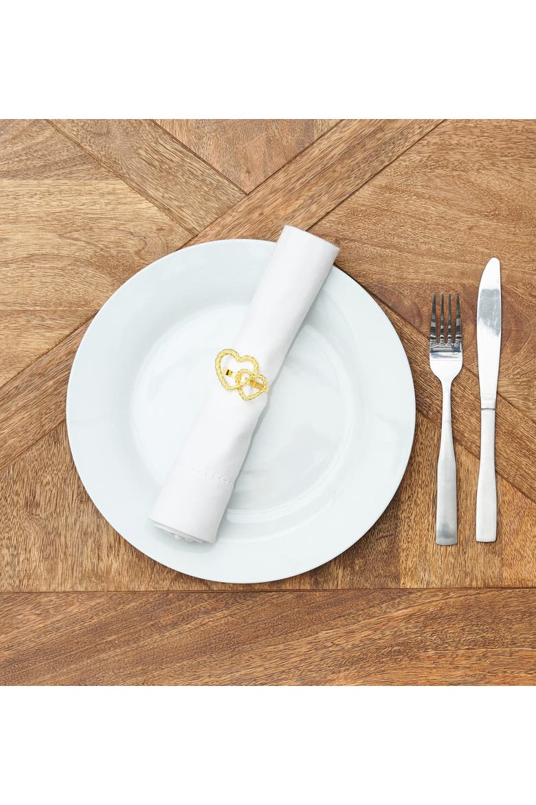 Gold Double Hearts Premium Valentine's Day Napkin Ring, Alternate, color, Gold
