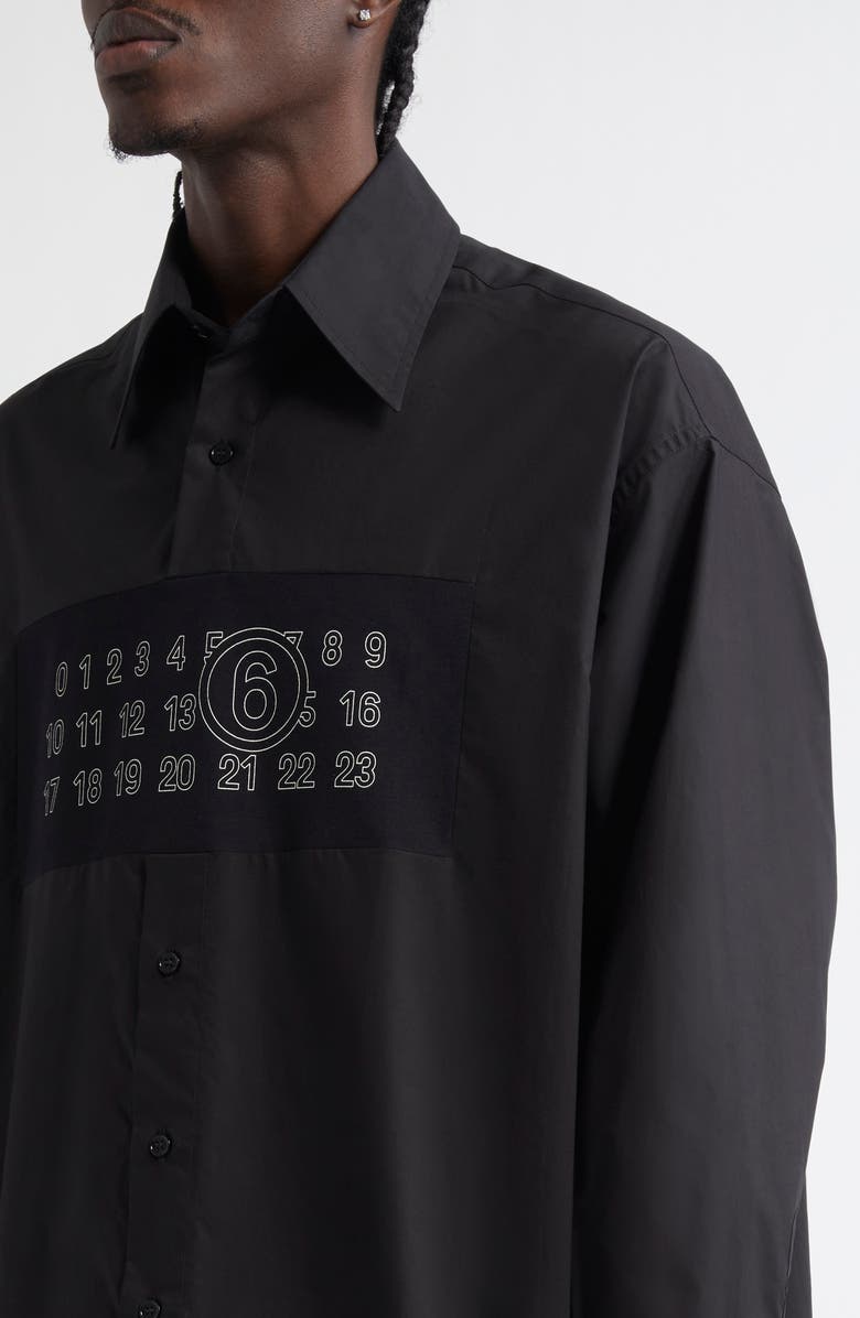 MM6 Maison Margiela Numeric Motif Button-Up Shirt, Alternate, color, Black