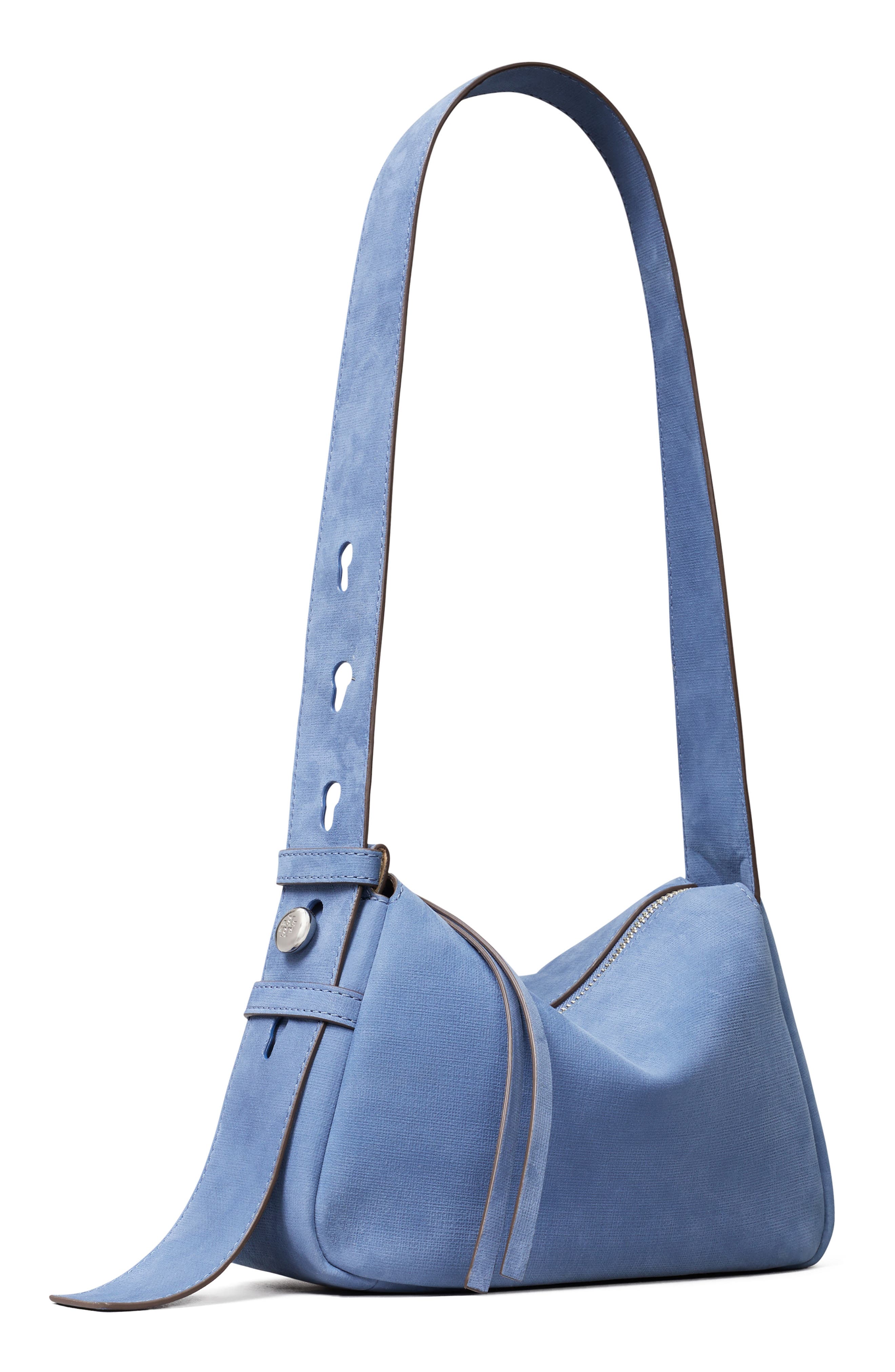 Tory Burch Small Romy Nubuck Leather Shoulder Bag, Alternate, color, Soft Blue