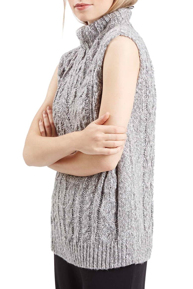 Cable Knit Tabard Sweater, Main, color, LIGHT GREY