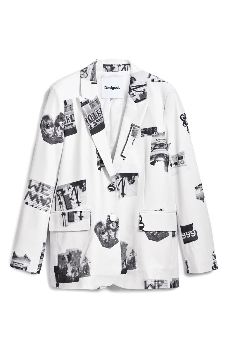 Collage Print Peak Lapel Blazer