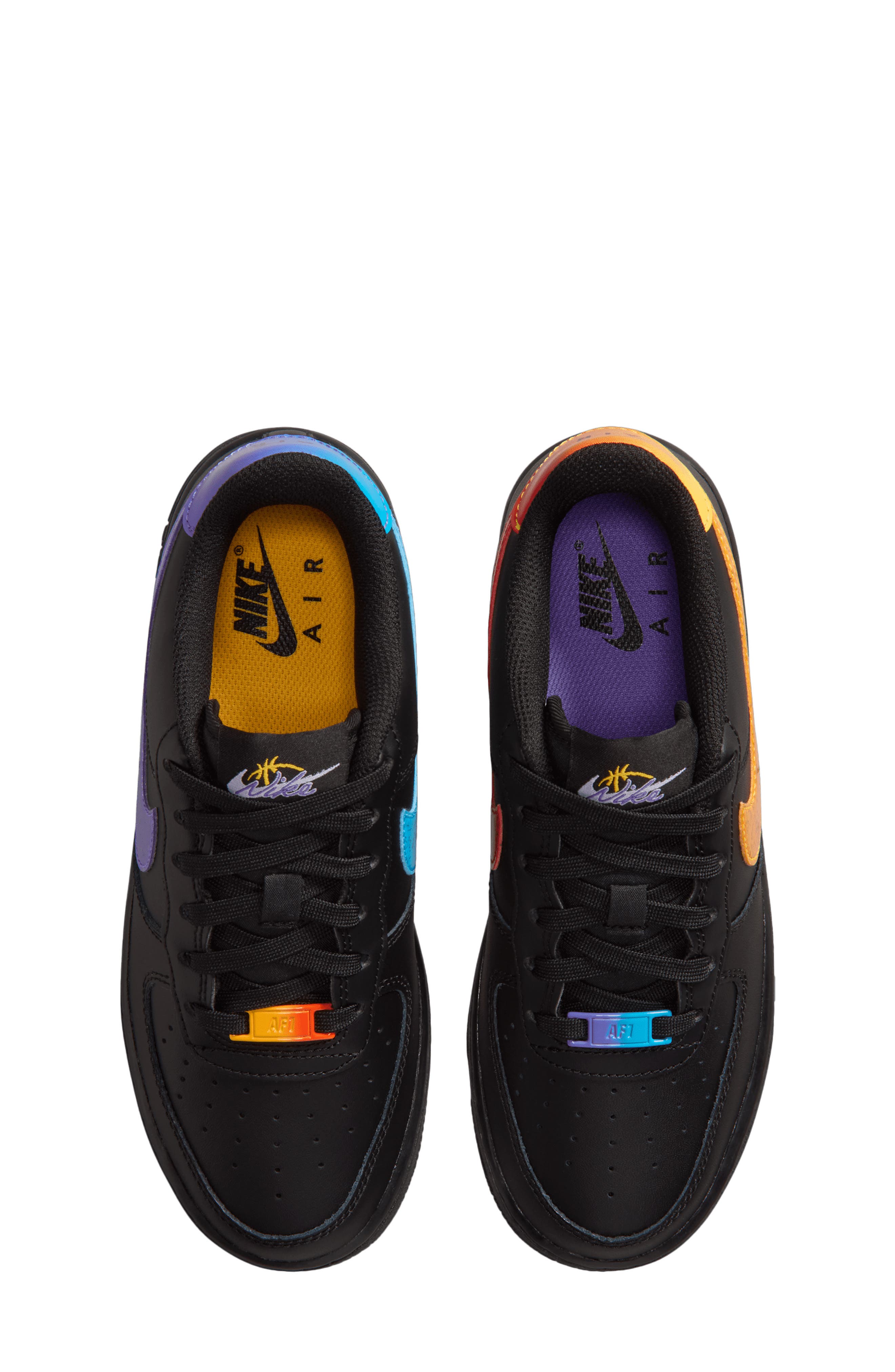 Kids' Air Force 1 Sneaker, Alternate, color, BLACK/ ORANGE/ RED/ GRAPE