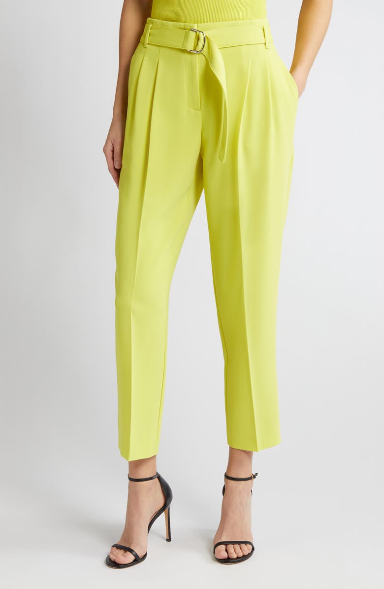 BOSS Tapiah Belted Ankle Pants, Main, color, Tennis Yellow