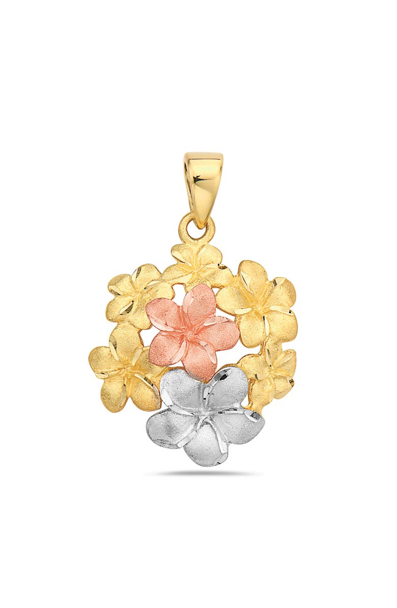 BEST SILVER Tri-Tone Hydrangea Floral Pendant, Main, color, 