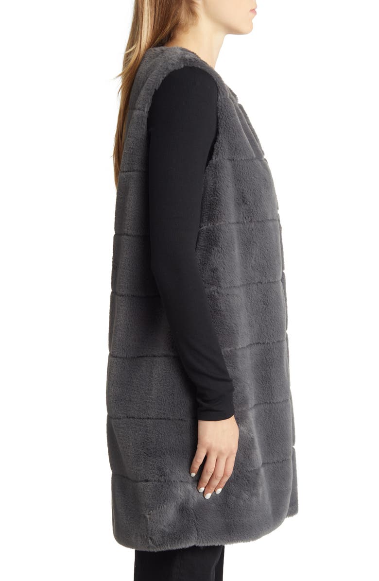 La Fiorentina Quilted Faux Fur Vest, Alternate, color, Grey