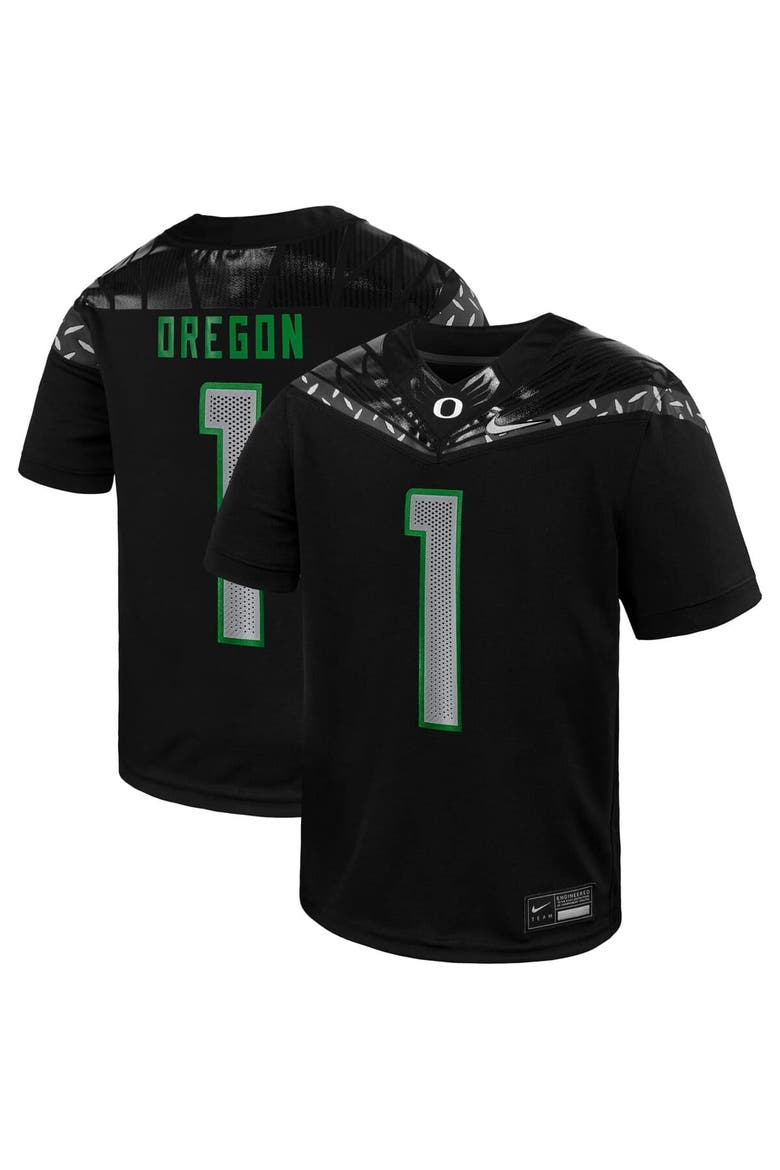 Youth Nike #1 Black Oregon Ducks Vapor Fusion Football Jersey, Main, color, Black