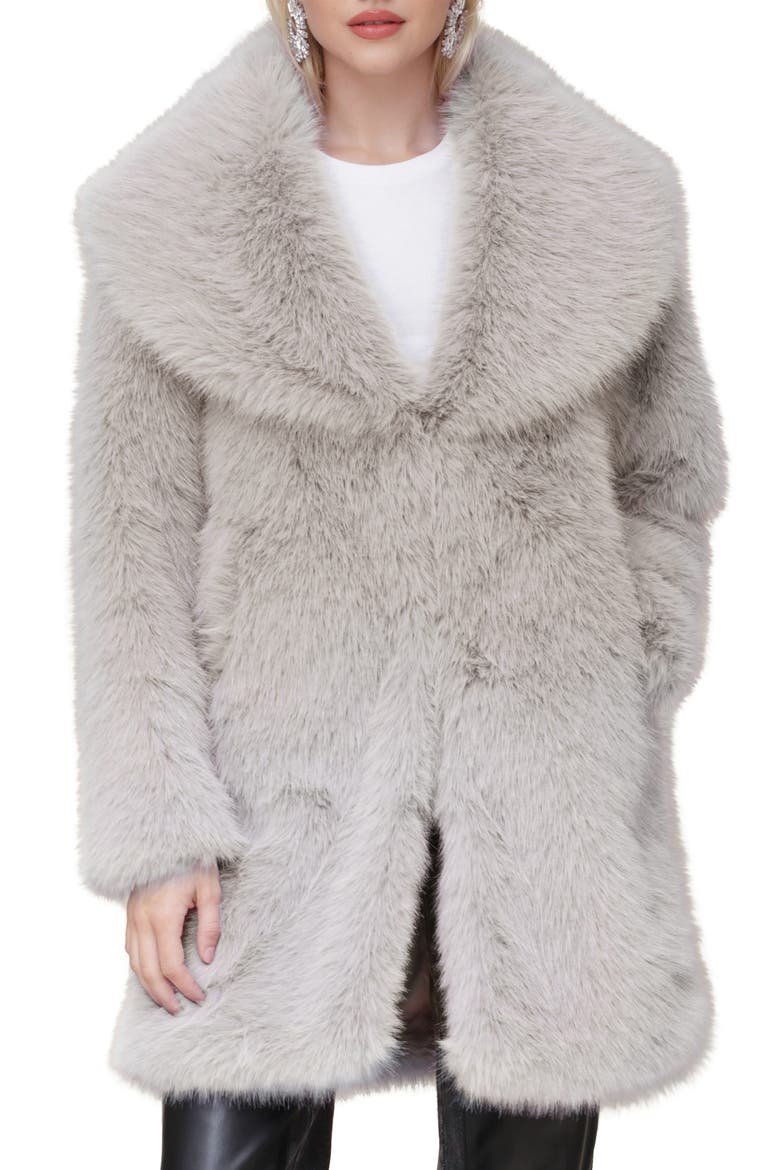 Faux Fur Wide Shawl Coat, Main, color, PEARL
