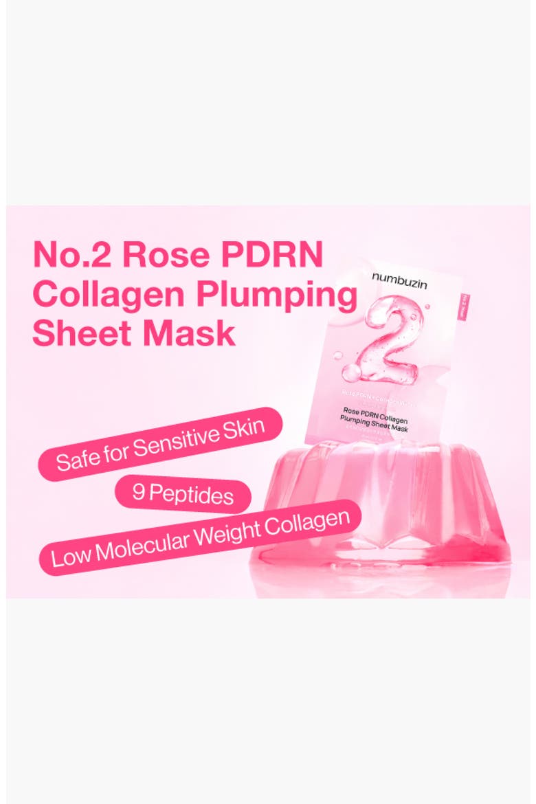 5-Pack No.2 Rose PDRN Collagen Sheet Masks, Alternate, color, NO COLOR