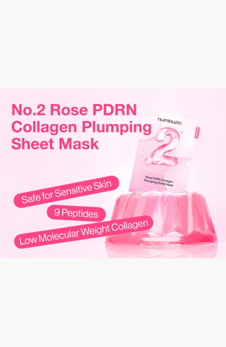 Numbuzin 5-Pack No.2 Rose PDRN Collagen Sheet Masks, Alternate, color,