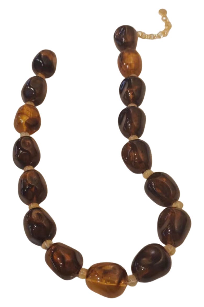 Amber Glow Beaded Necklace, Main, color, BROWN