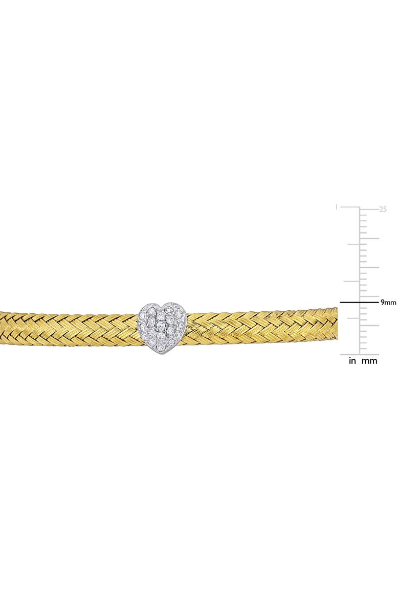 Cubic Zirconia Heart Weave Bangle Two-Tone, Alternate, color, Yellow-Plated