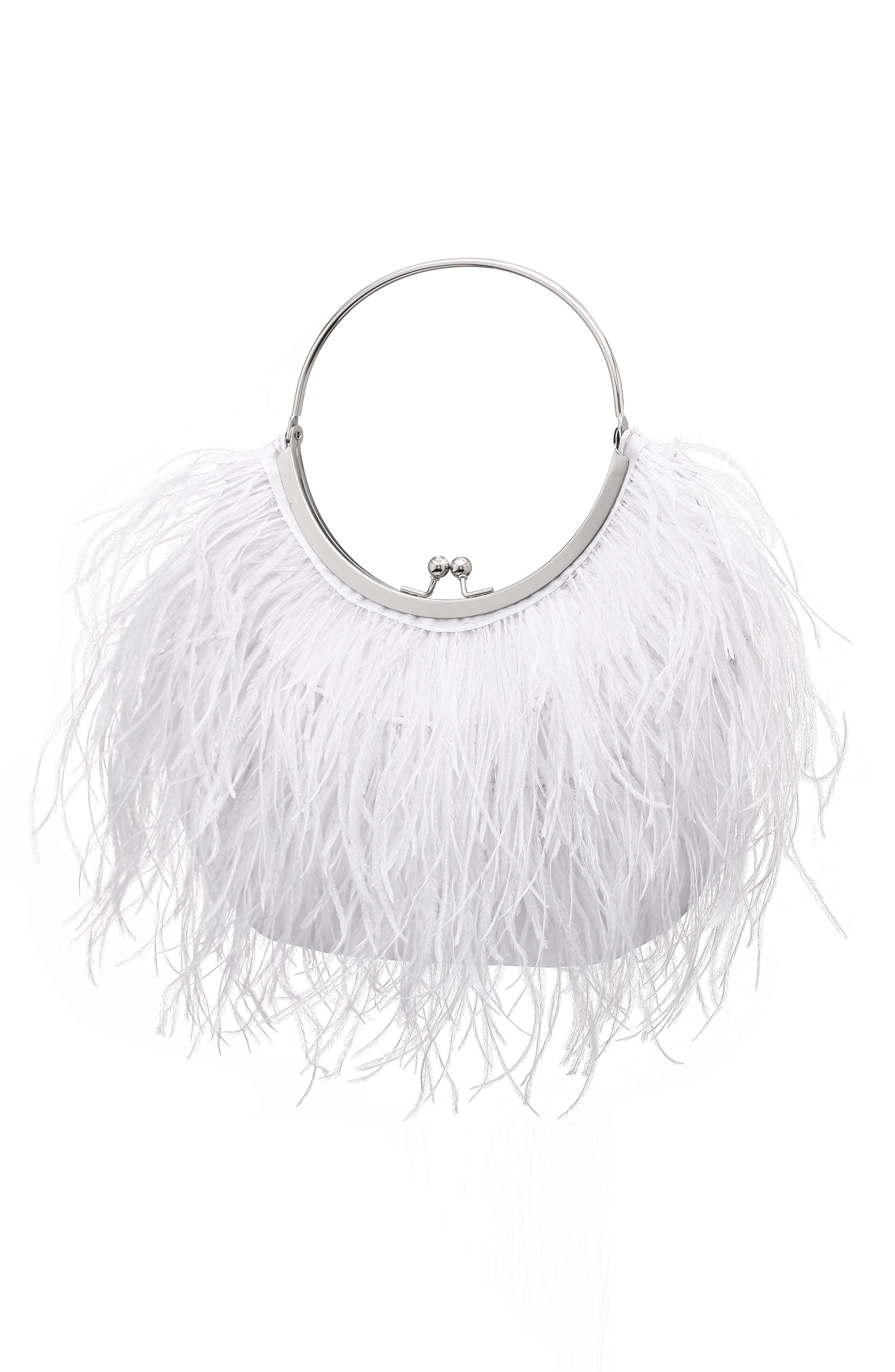 Nina Splash Feather Handbag, Alternate, color, White