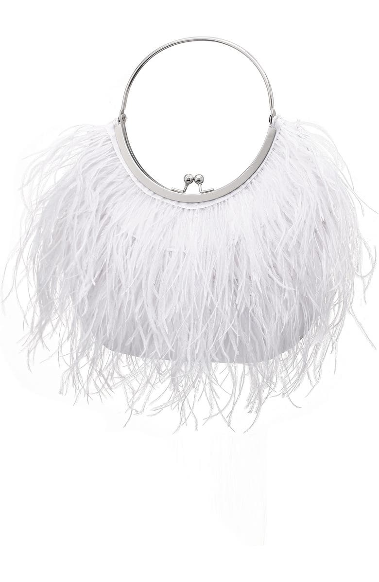 Nina Splash Feather Handbag, Alternate, color, White