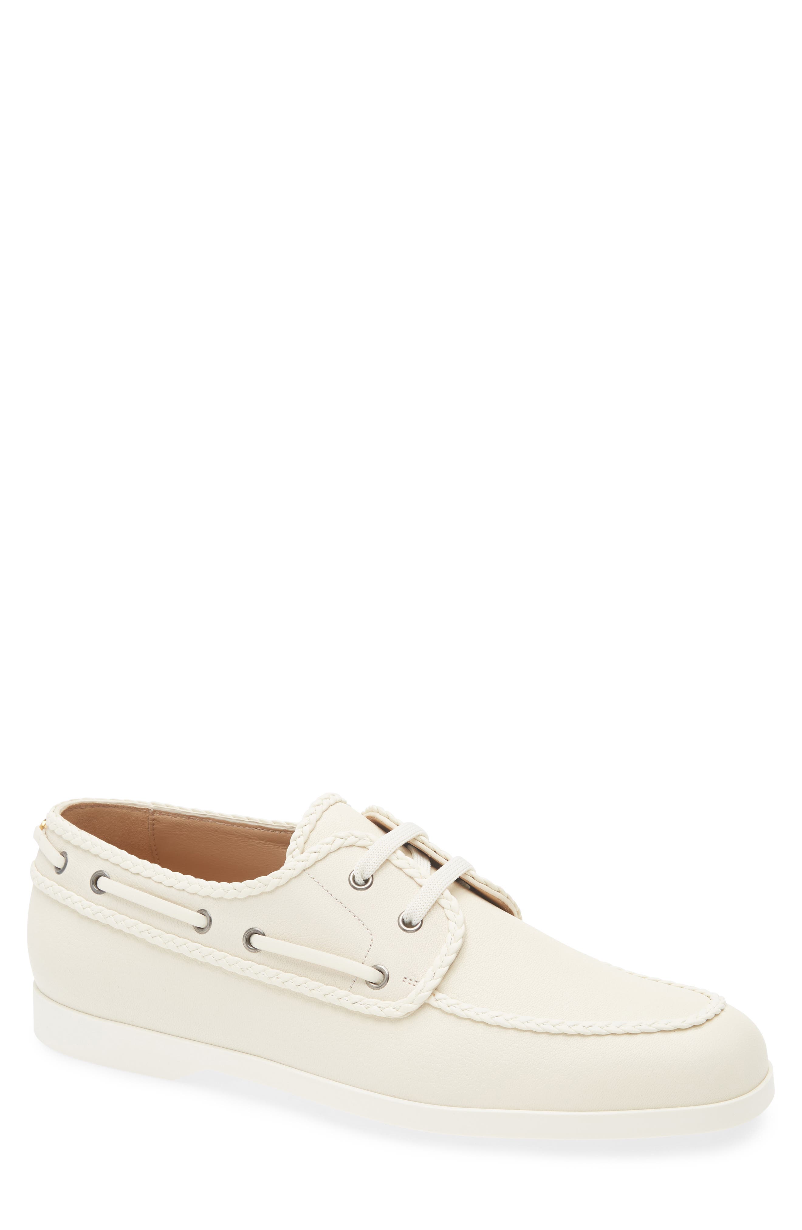 Valentino Garavani Palm Avenue Boat Shoe, Main, color, Ivory