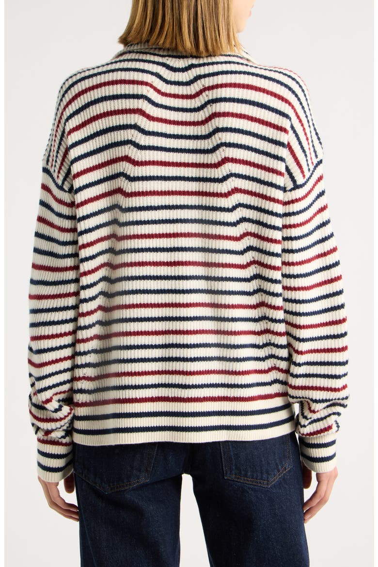 Georgie Stripe Wool Quarter Zip Sweater, Alternate, color, IVORY MULTI