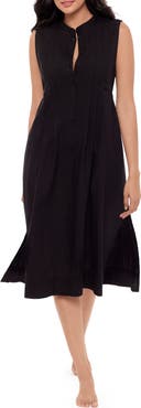 Miraclesuit® Pleated Sleeveless Beach Cover-Up Midi Dress