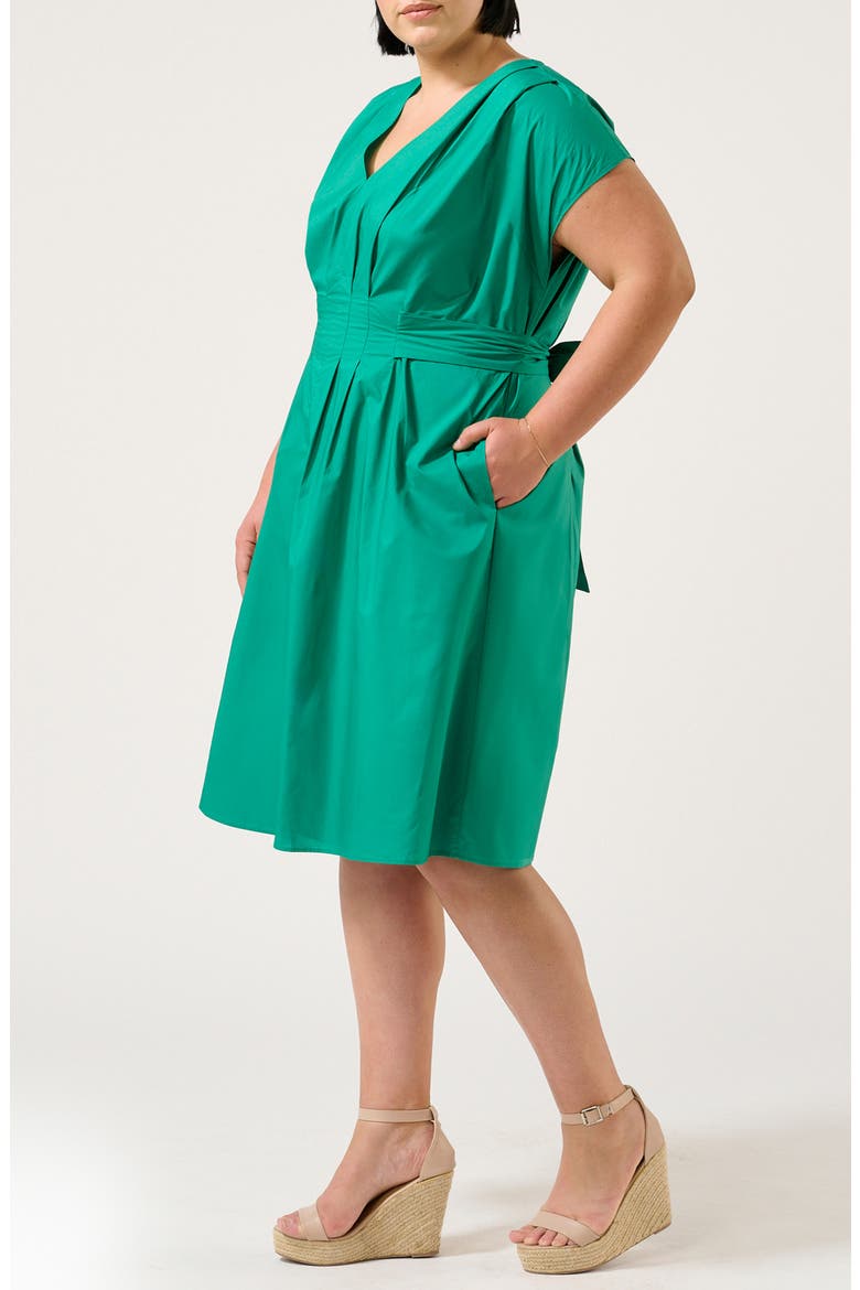 Rebekah Pleated Dress, Alternate, color, EMERALD