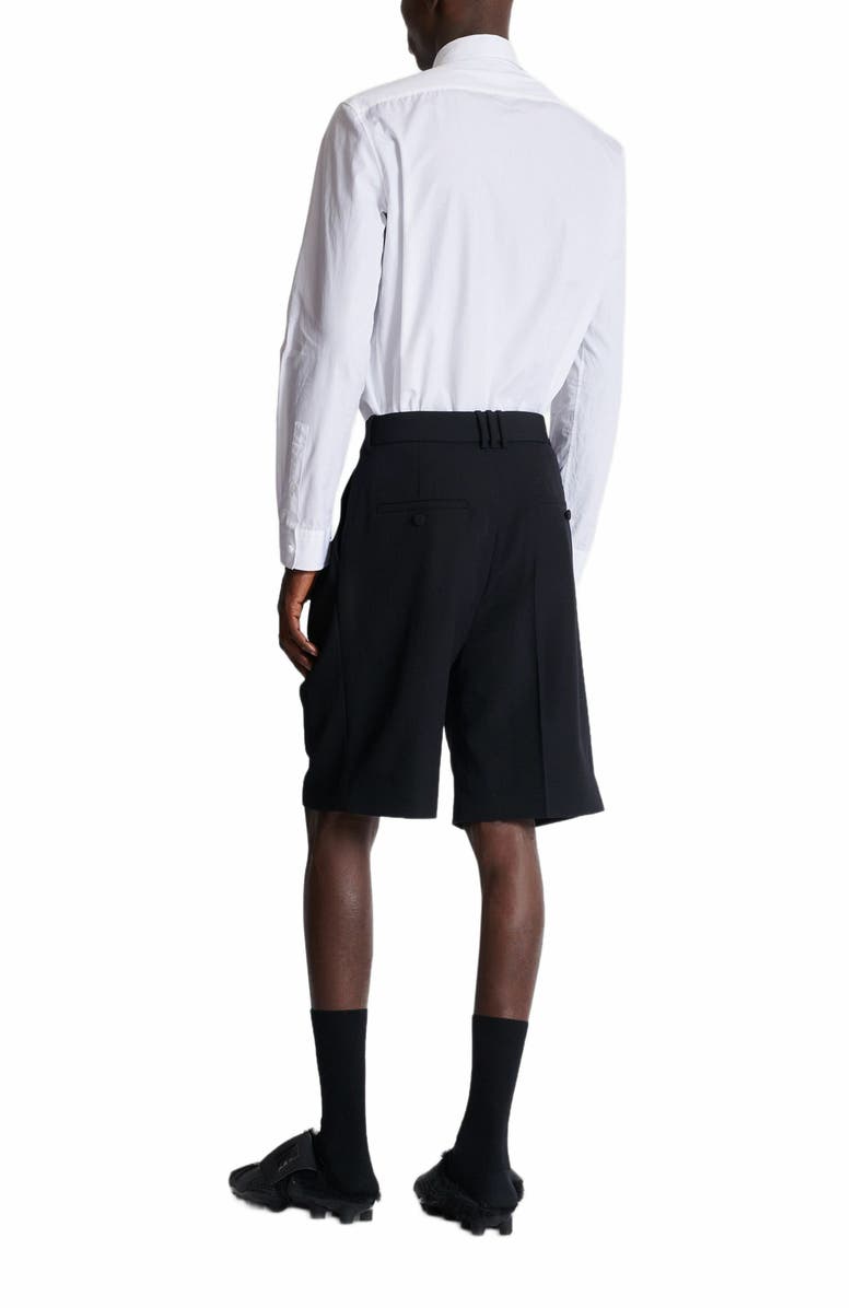 Balmain Grain De Poudre Pleated Bermuda Shorts, Alternate, color, Black