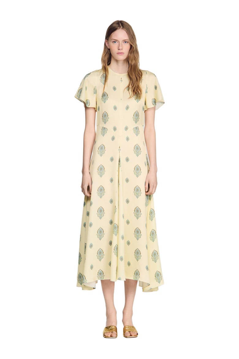 Paisley print maxi dress, Alternate, color, Light yellow