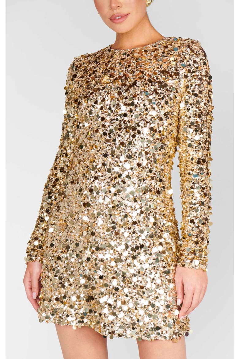 Maddison Mini Dress, Alternate, color, Gold Metallic Sequins