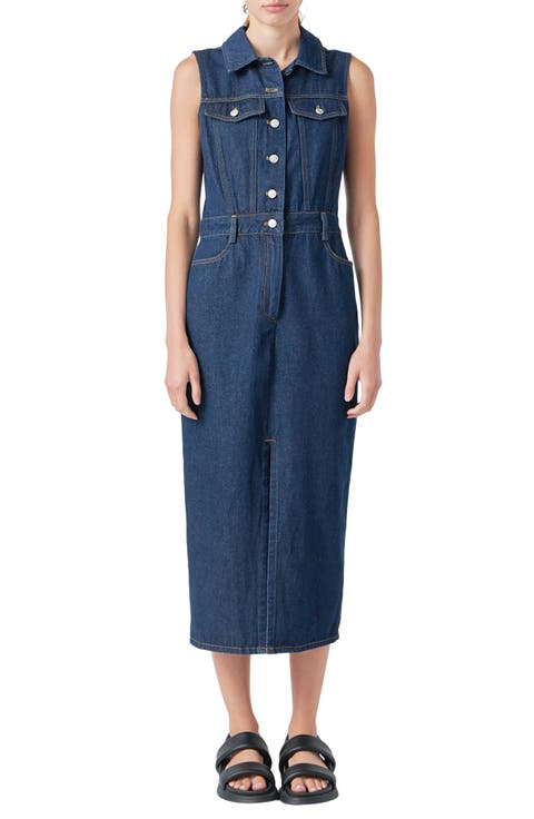 Sleeveless Midi Denim Dress