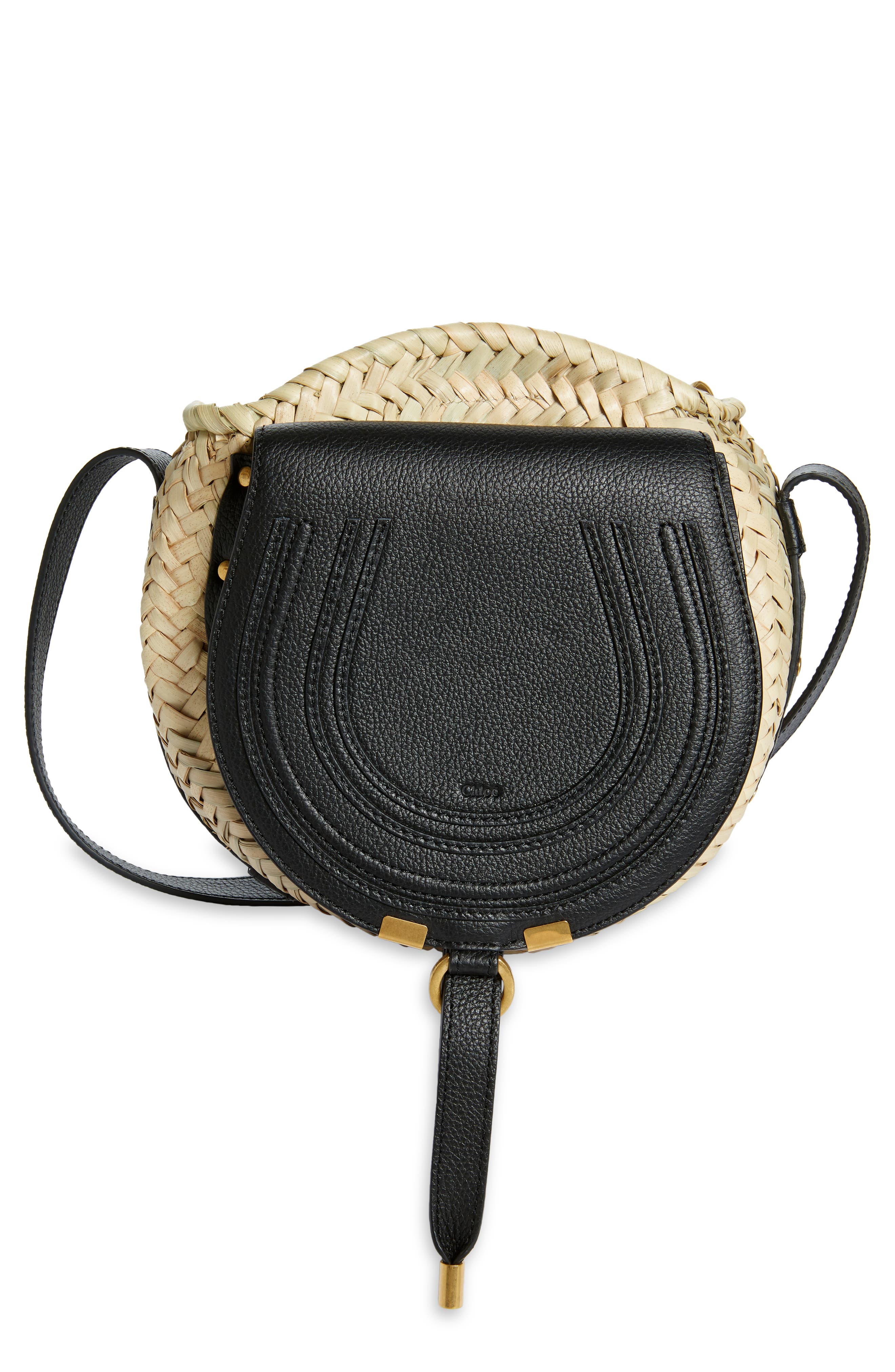 Chloé Marcie Woven Palm Round Crossbody Bag, Main, color, 