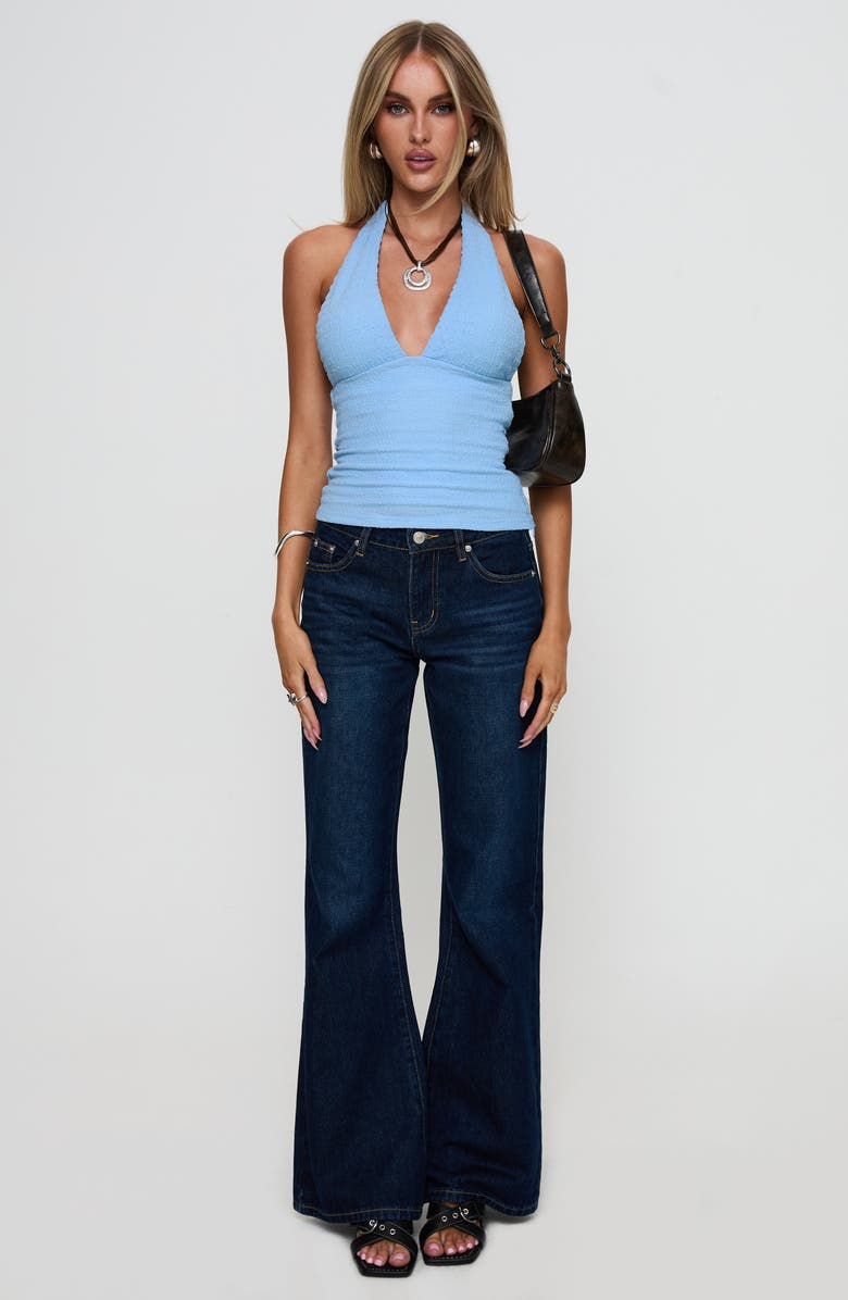 Princess Polly Rearview Low Rise Flare Leg Jeans, Alternate, color, Dark Blue