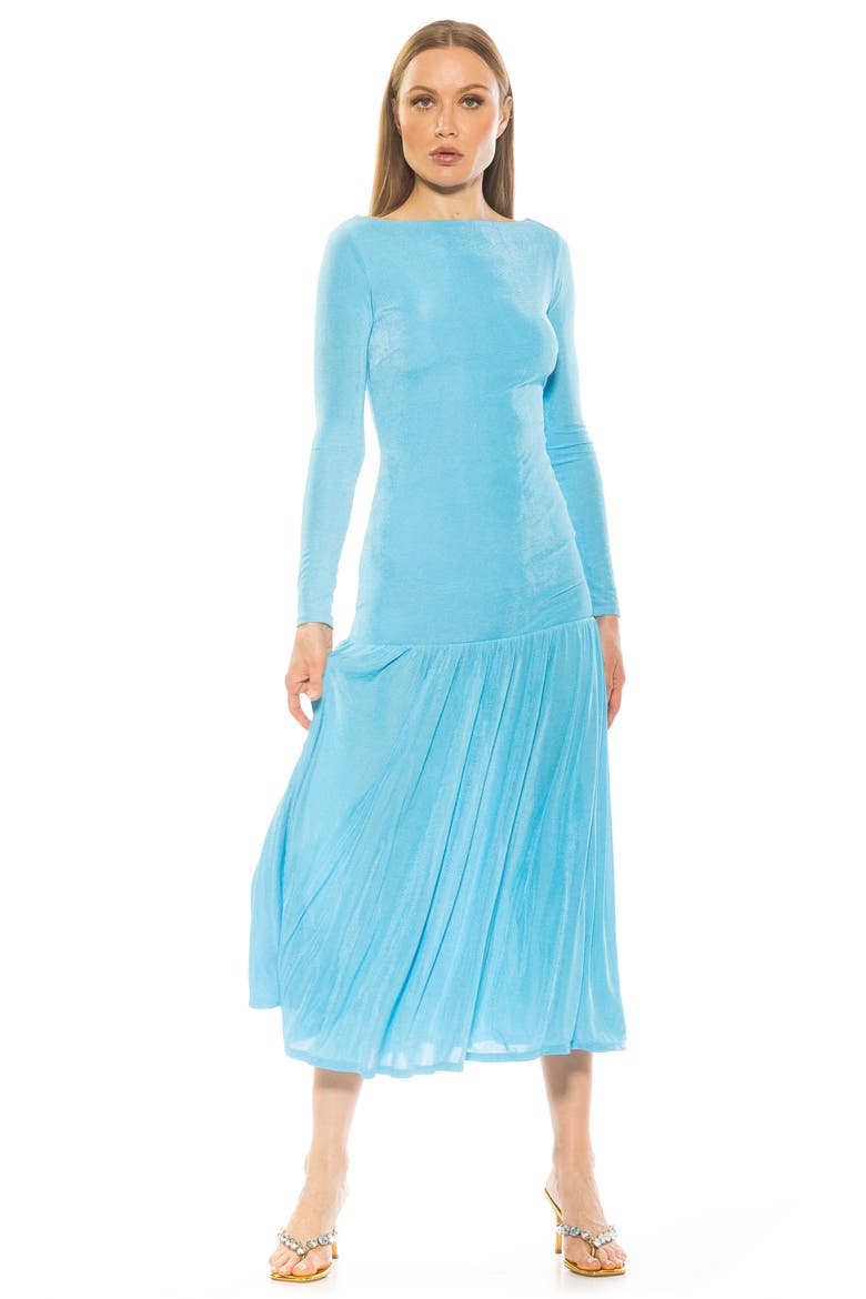 Khaite Long Sleeve Midi Dress, Alternate, color, HALOGEN BLUE